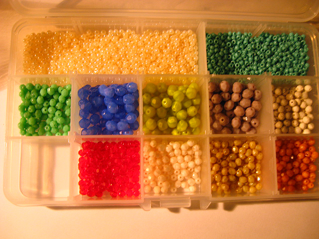 colorful bead tray